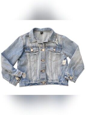 Shein Girls Distressed Denim Jacket Size 8